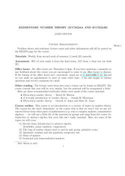 ELEMENTARY NUMBER THEORY