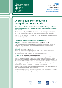 A quick guide to conducting a Significant Event