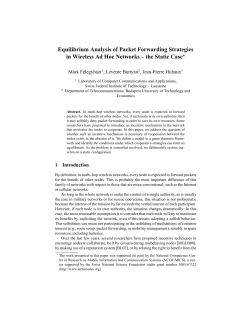 Equilibrium Analysis of Packet Forwarding Strategies in - BME-HIT