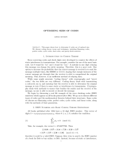 OPTIMIZING SIZES OF CODES 1. Introduction to Coding Theory