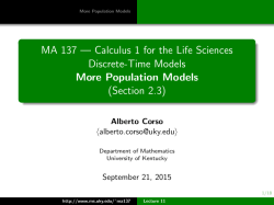 MA 137 &mdash; Calculus 1 for the Life Sciences Discrete