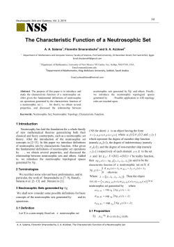 The Characteristic Function of a Neutrosophic Set