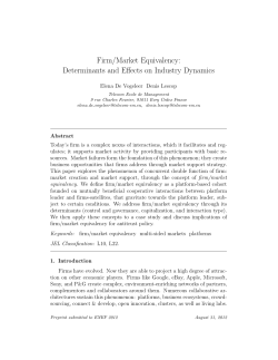 Firm/Market Equivalency: Determinants and Effects on Industry