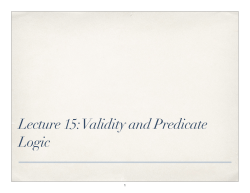 Lecture 15: Validity and Predicate Logic