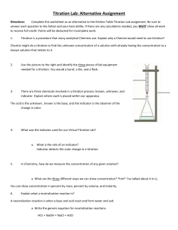 Titration Lab: Alternative Assignment