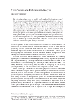 Veto Players and Institutional Analysis
