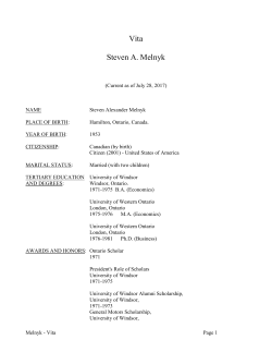 Personal Vita - Eli Broad College of Business Profile Application
