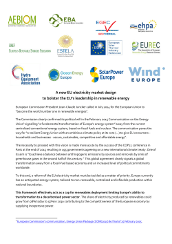 A new EU electricity market design to bolster the EU`s leadership in