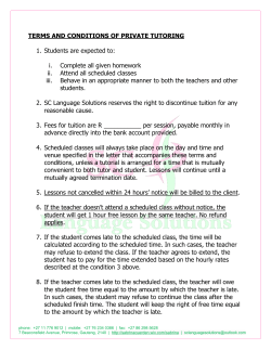 TERMS AND CONDITIONS OF PRIVATE TUTORING 1. Students