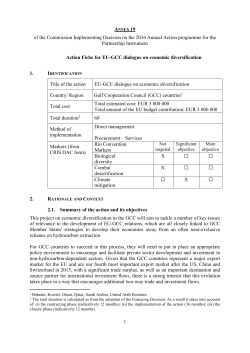 Action Fiche for [beneficiary country/region/Theme] ("Annex