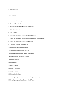 MTO Code Listing Code Feature 1 International Boundary Line 2