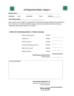 4-H Project Score Sheet &ndash; Section 1