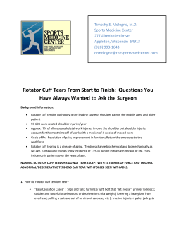 Rotator Cuff Tears From Start to Finish
