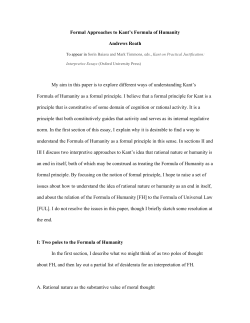 Formal Approaches to K`s FH - UCR Department of Philosophy