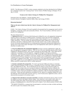 Forums on the Cohesive Strategy for Wildland Fire
