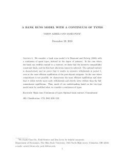 A BANK RUNS MODEL WITH A CONTINUUM OF TYPES December