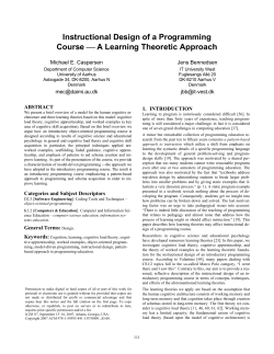 Instructional Design of a Programming Course