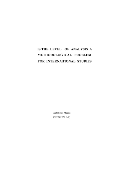 is the level of analysis problem a - European International Studies