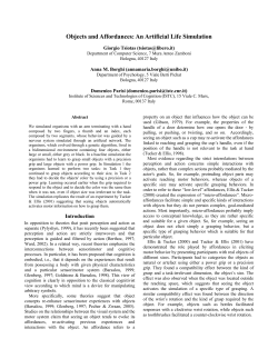Objects and Affordances: An Artificial Life Simulation - laral