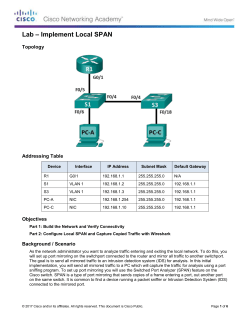Lab &ndash; Implement Local SPAN
