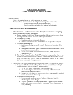 Ethical Issues in Business &ndash; Thomas Donaldson