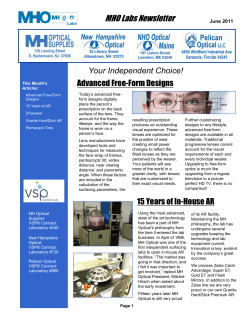 June 2011 Newsletter - MH Optical Supplies