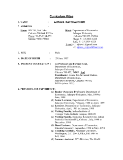 Curriculum Vitae - Jadavpur University