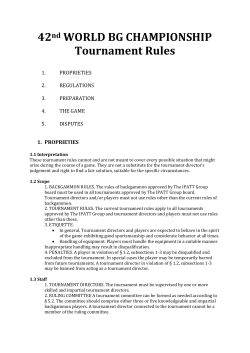 Tournament Rules - Backgammon World Championship