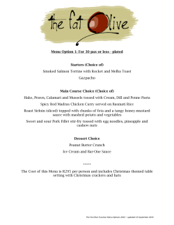 Menu Option 1: For 30 pax or less