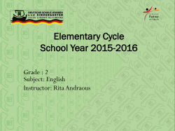 Cycle &eacute;l&eacute;mentaire Ann&eacute;e scolaire: 2013-2014