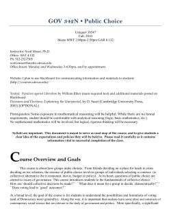 GOV 342N &bull; Public Choice - UT College of Liberal Arts