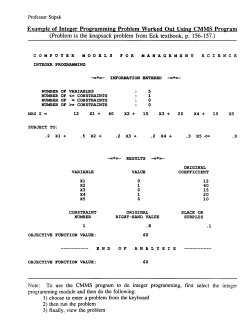 Example of Integer Programming Problem Worked Out Using