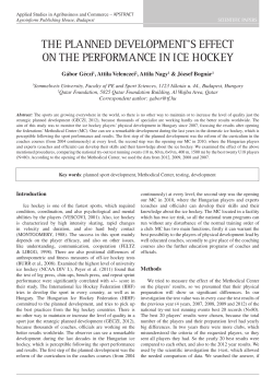 the planned development`S effect on the performance in ice hockey