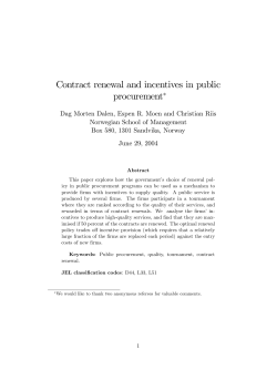 Contract renewal and incentives in public procurement!