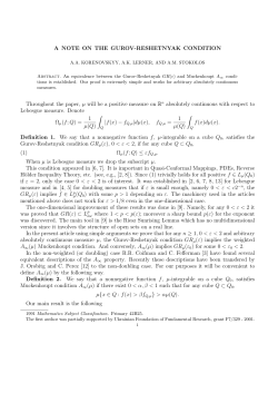 A NOTE ON THE GUROV-RESHETNYAK CONDITION Throughout