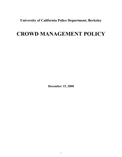crowd management policy - Vice Chancellor for Administration