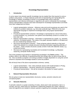 Knowledge Representation - School of Computer Science
