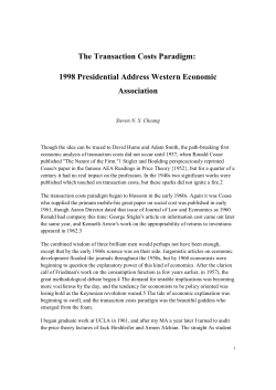 The Transaction Costs Paradigm