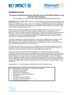 Net Impact and Walmart Announce Winning Team in 2014 Walmart