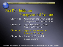 Part I &ndash; Entrepreneurship in the Twenty