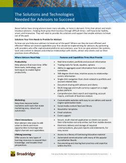 THE Solutions and Technologies Needed for Advisors