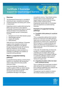 Certificate 3 Guarantee support for disadvantaged learners fact sheet