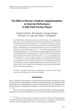 The Effect of Bovine Colostrum Supplementation on Exercise