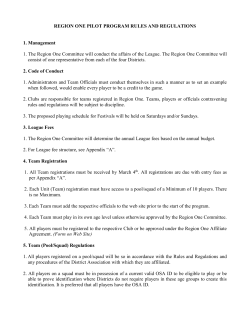 REGION ONE PILOT PROGRAM RULES AND REGULATIONS 1