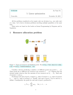 5: Linear optimization 1 Resource allocation problem