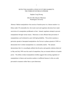 DETECTING MANIPULATION IN FUTURES MARKETS: THE