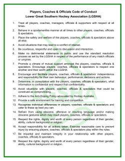 Coaches, Managers, Officials Code of Behaviour
