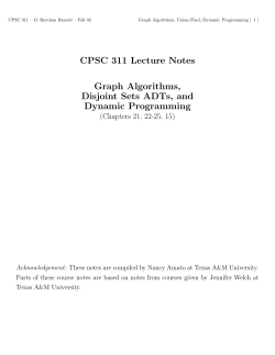 CPSC 311 Lecture Notes Graph Algorithms, Disjoint Sets ADTs, and