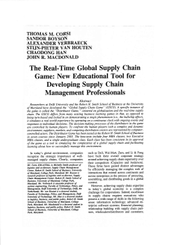 The Real-Time Global Supply Chain Game: New Educational Tool