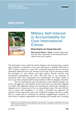 Military Self-Interest in Accountability for Core International Crimes